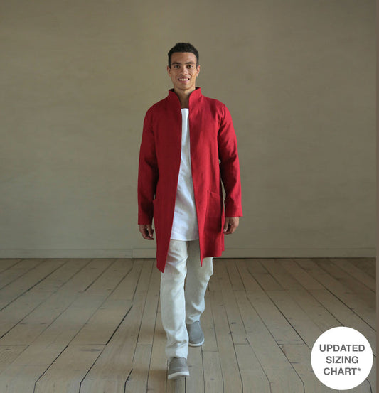 Men’s Linen Trench ALMOND in Red