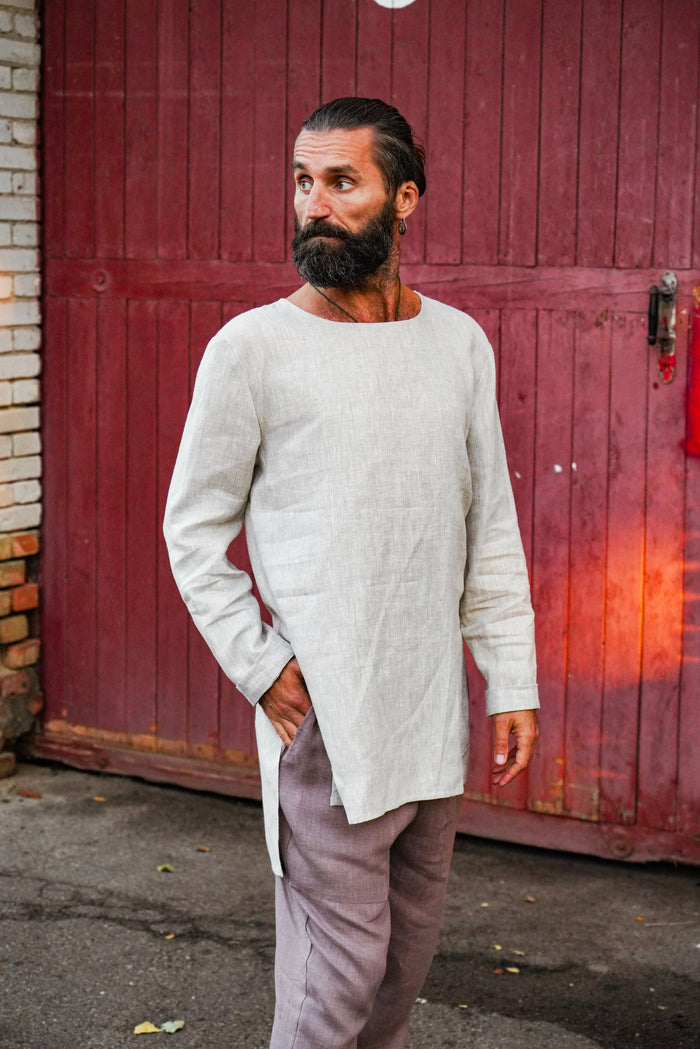 Men’s Linen Tunic MAPLE in Beige