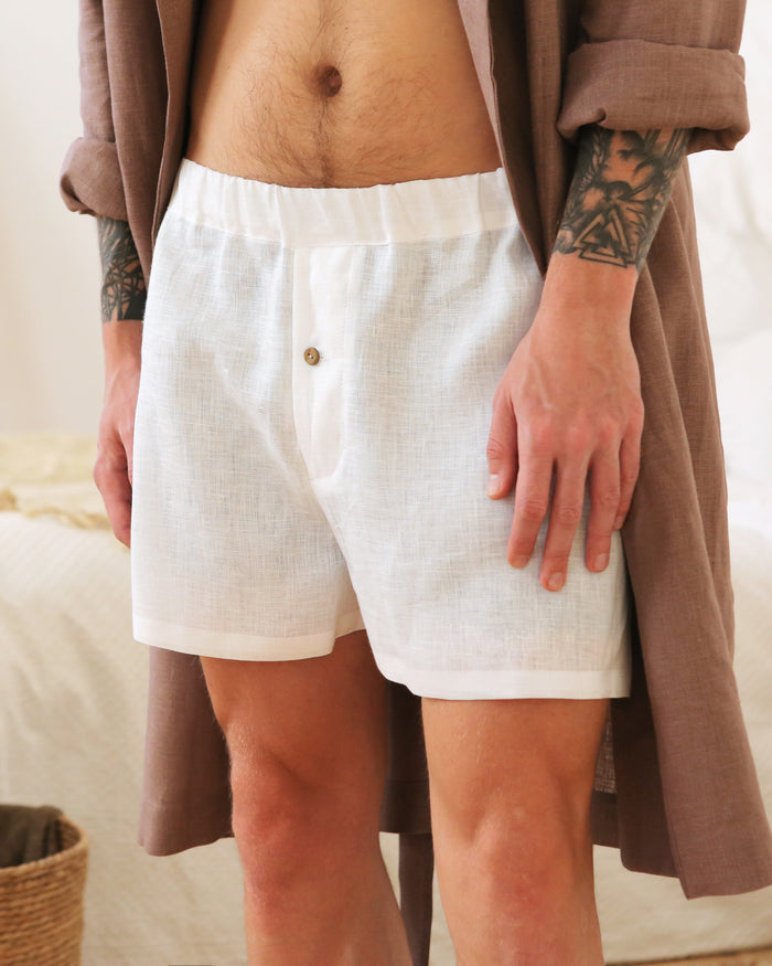 Men’s linen underwear Agave in White