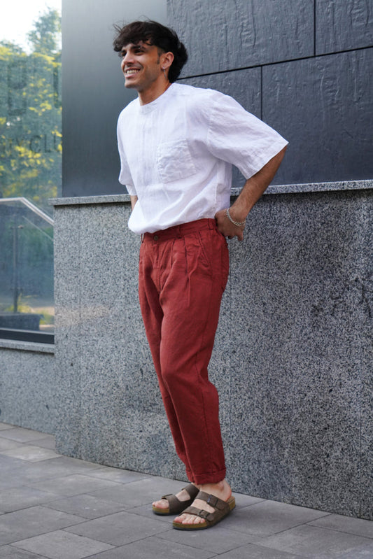 Men’s Oversized Linen T-Shirt SUMIRE in White