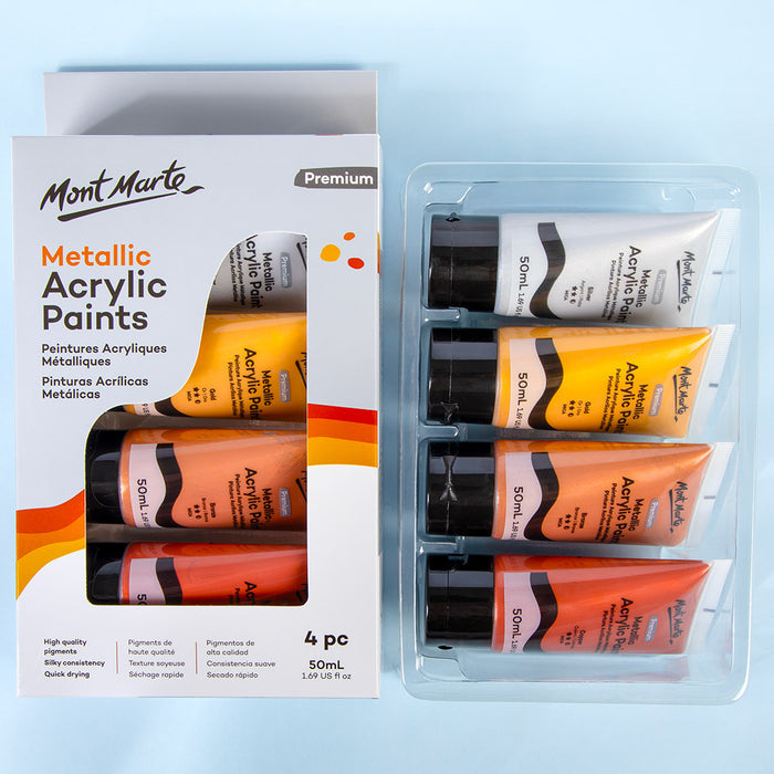 Metallic Acrylic Paint Set 4pc x 50ml