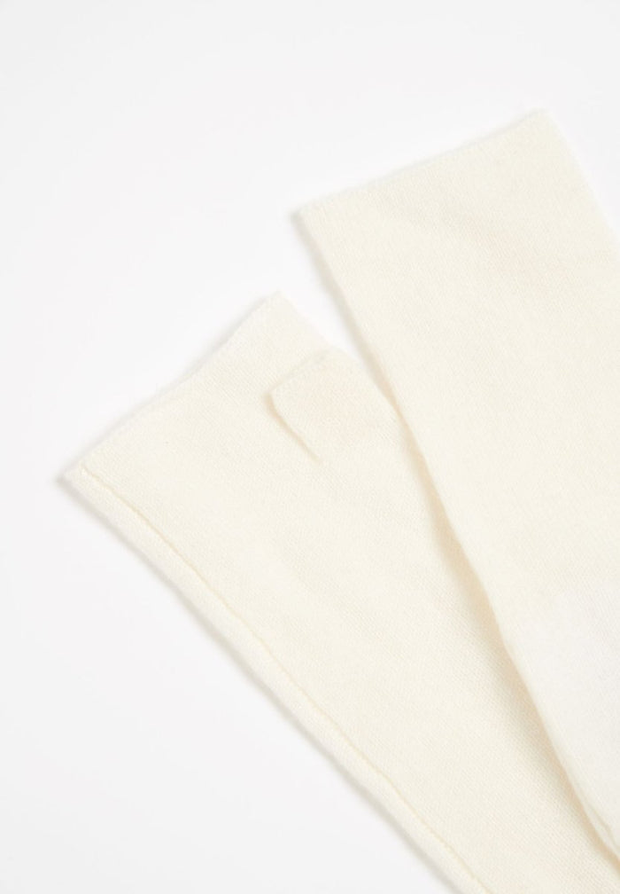 Mitaines en cachemire blanc écru