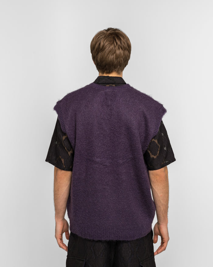 Mohair Knit Vest - Purple Solid