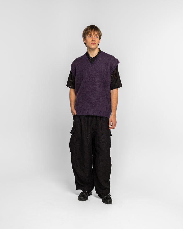 Mohair Knit Vest - Purple Solid