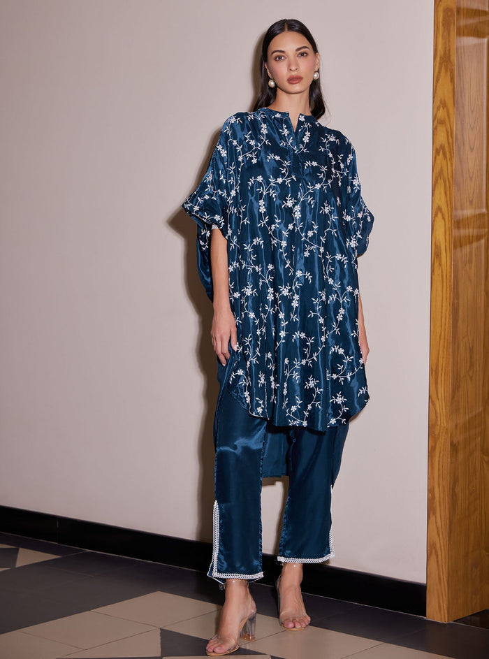 Mulmul Modal Satin Pheme Navy Pant