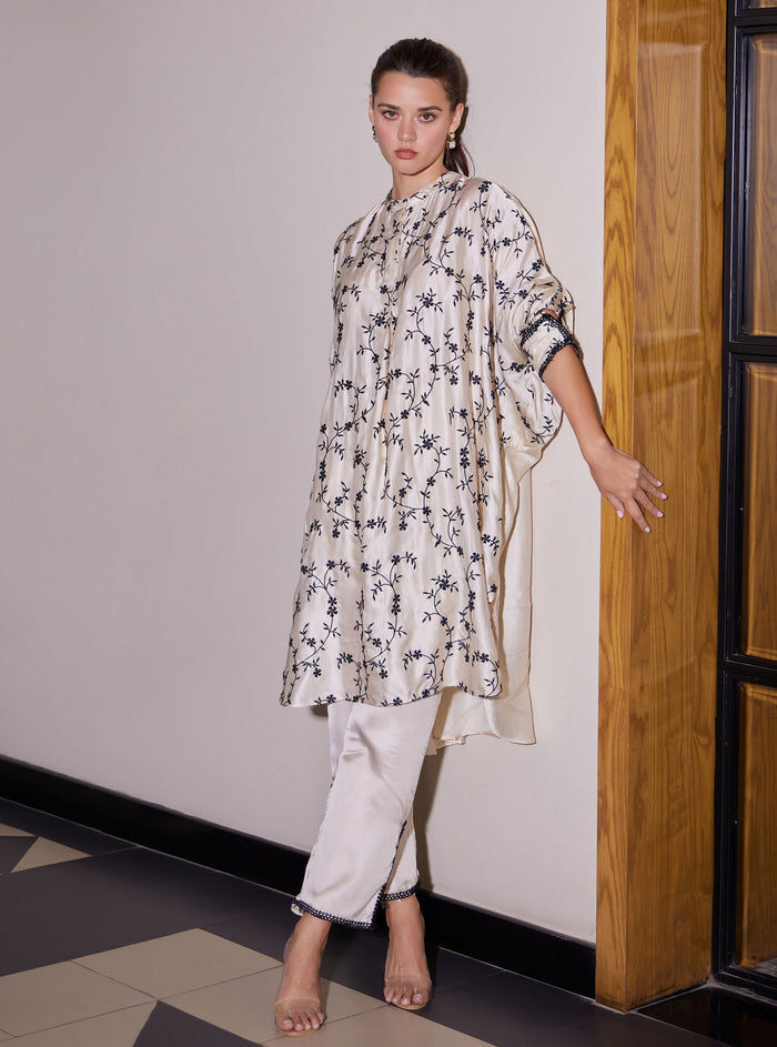 Mulmul Modal Satin Pheme Off White Pant