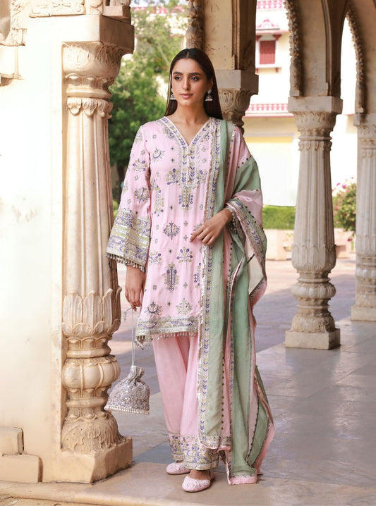 Mulmul Organza Noreya Pink Dupatta