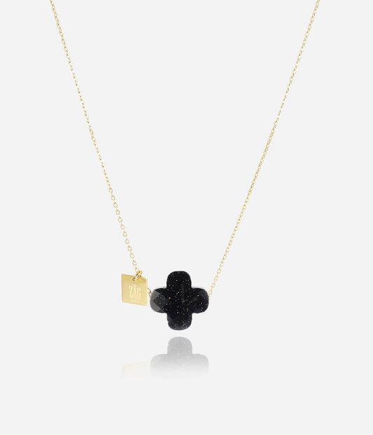 Navy Clover Gold Necklace