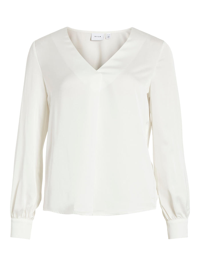 NESSIE V-NECK TOP (SNOW WHITE)