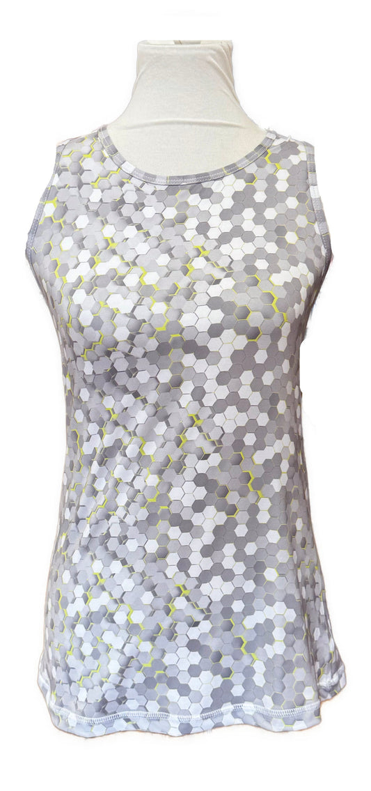 New Sofibella Gray Hexagon Tennis Tank Size S MSP$60