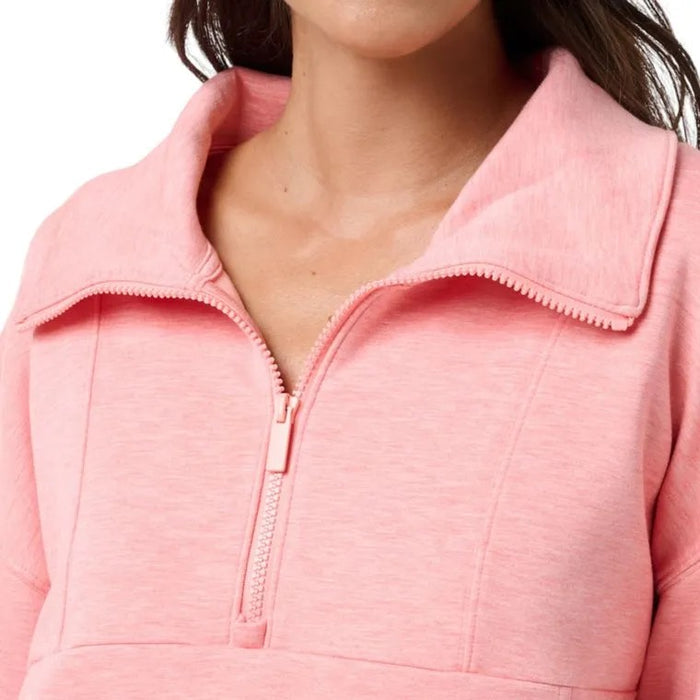 New TravisMathew Women' Skyloft Soft Half Zip - Heather Porcelain Rose MSP$120