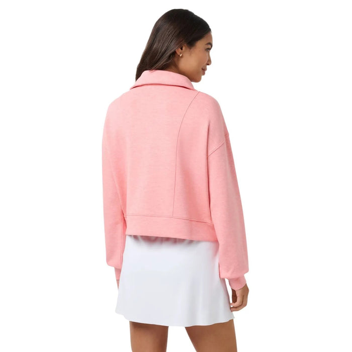 New TravisMathew Women' Skyloft Soft Half Zip - Heather Porcelain Rose MSP$120