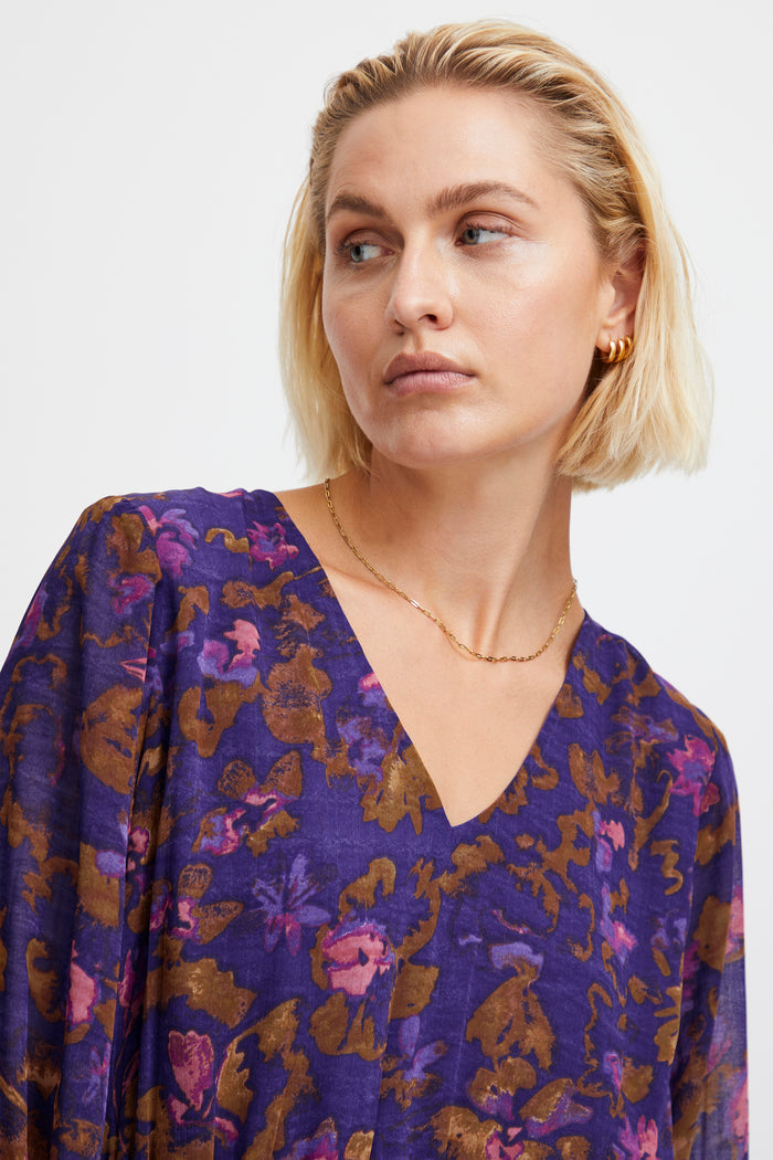 NILLY DRESS (PURPLE MULTI FLOWER)