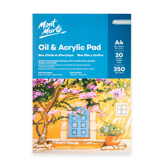 Oil & Acrylic Pad Premium A4 20 Sheets 350gsm