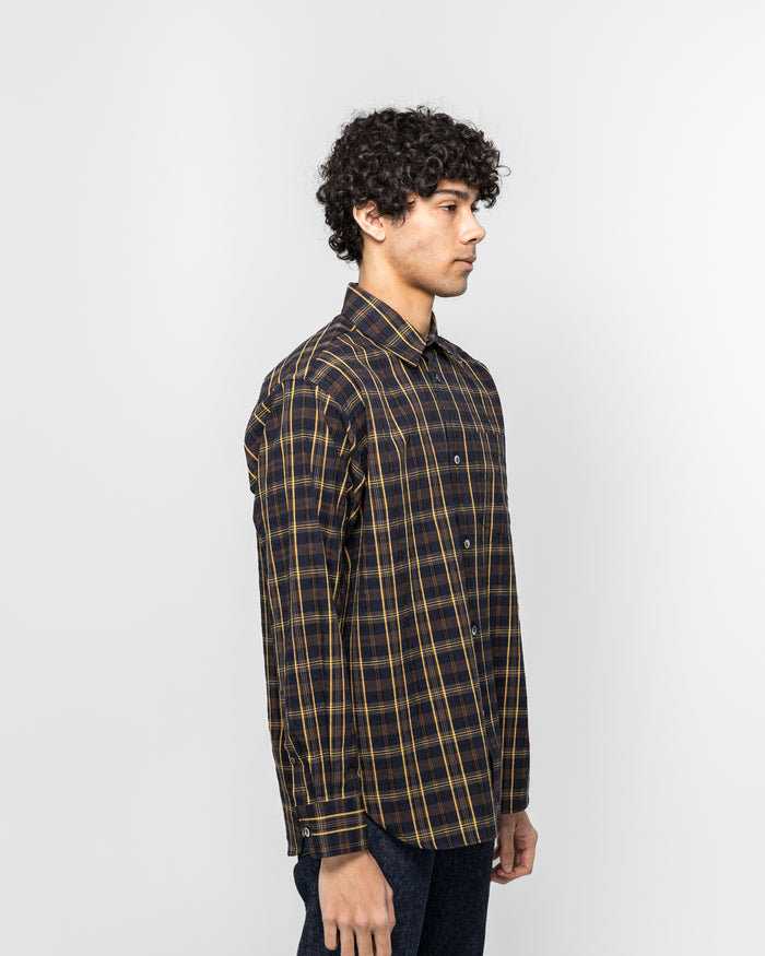 Ole Oversize Wool Check Shirt - Dark Navy