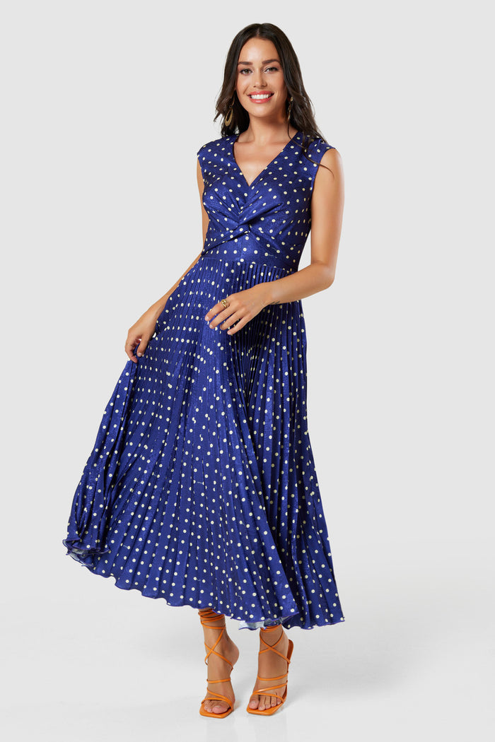 OLIVIA SPOT DRESS (NAVY BLUE)