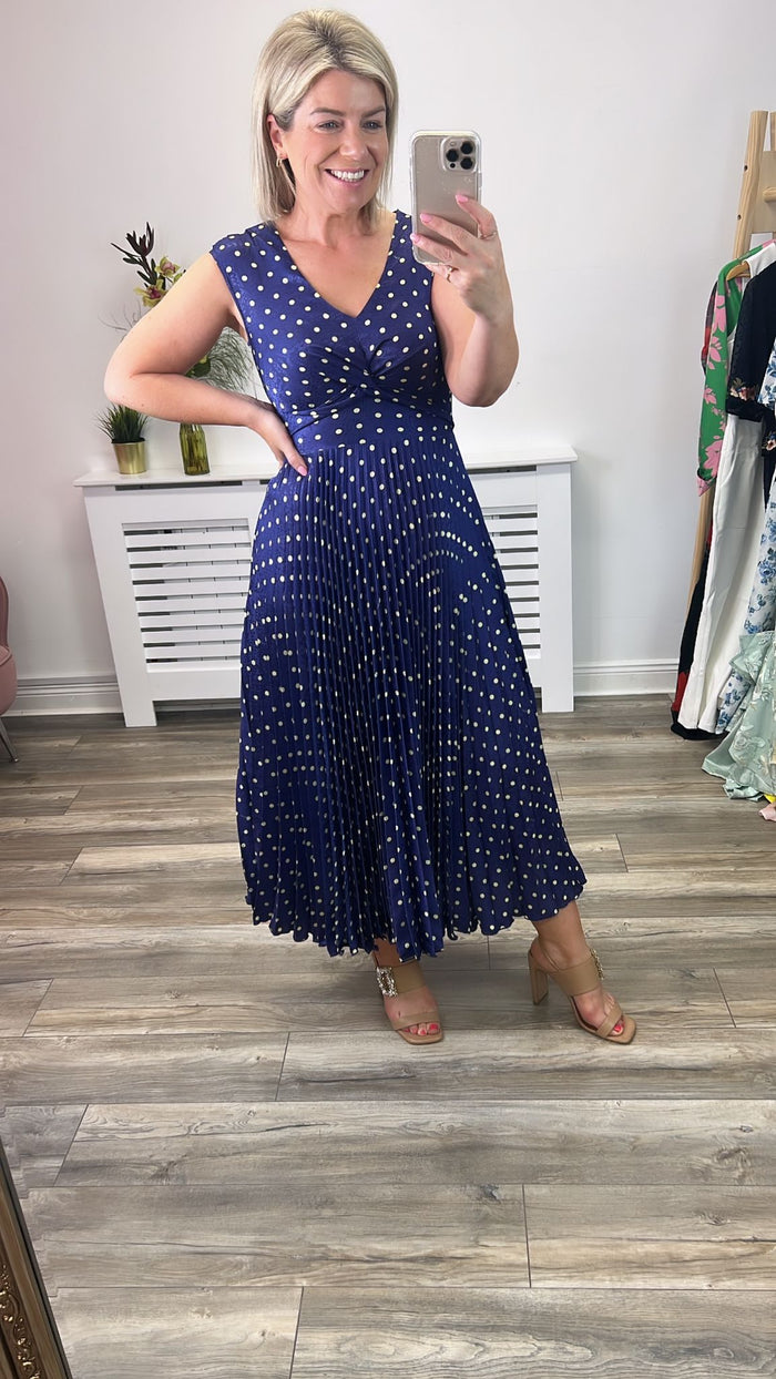 OLIVIA SPOT DRESS (NAVY BLUE)