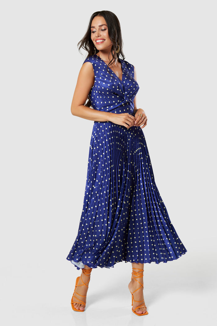 OLIVIA SPOT DRESS (NAVY BLUE)