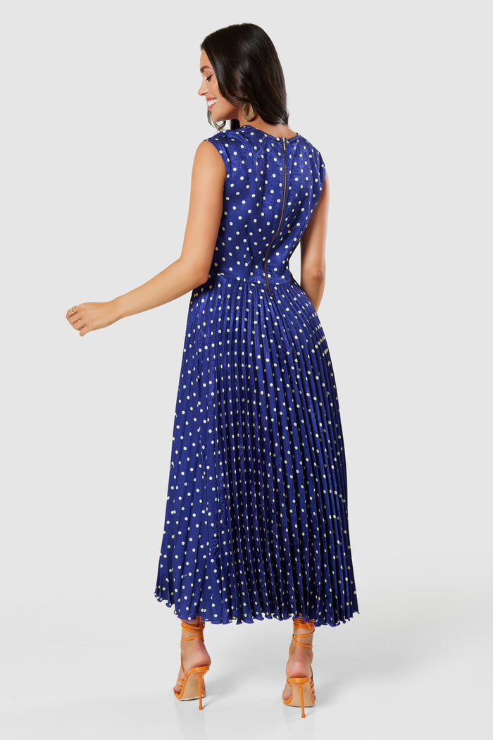 OLIVIA SPOT DRESS (NAVY BLUE)