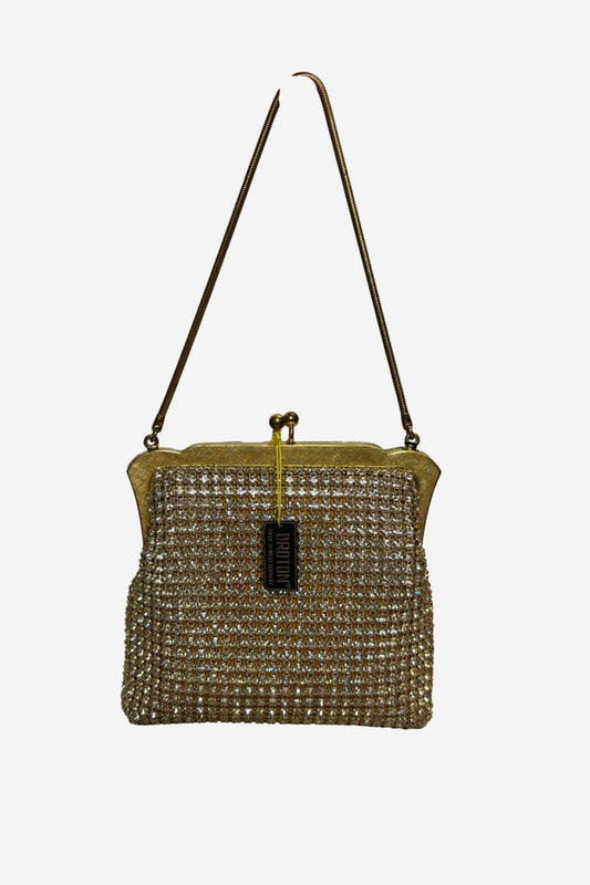 Oroton Gold Tone Crystal Kiss Lock Evening Bag image 0
