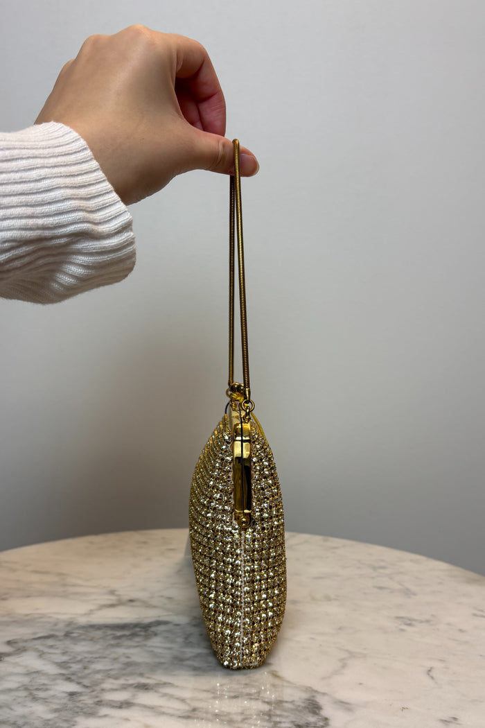Oroton Gold Tone Crystal Kiss Lock Evening Bag image 1