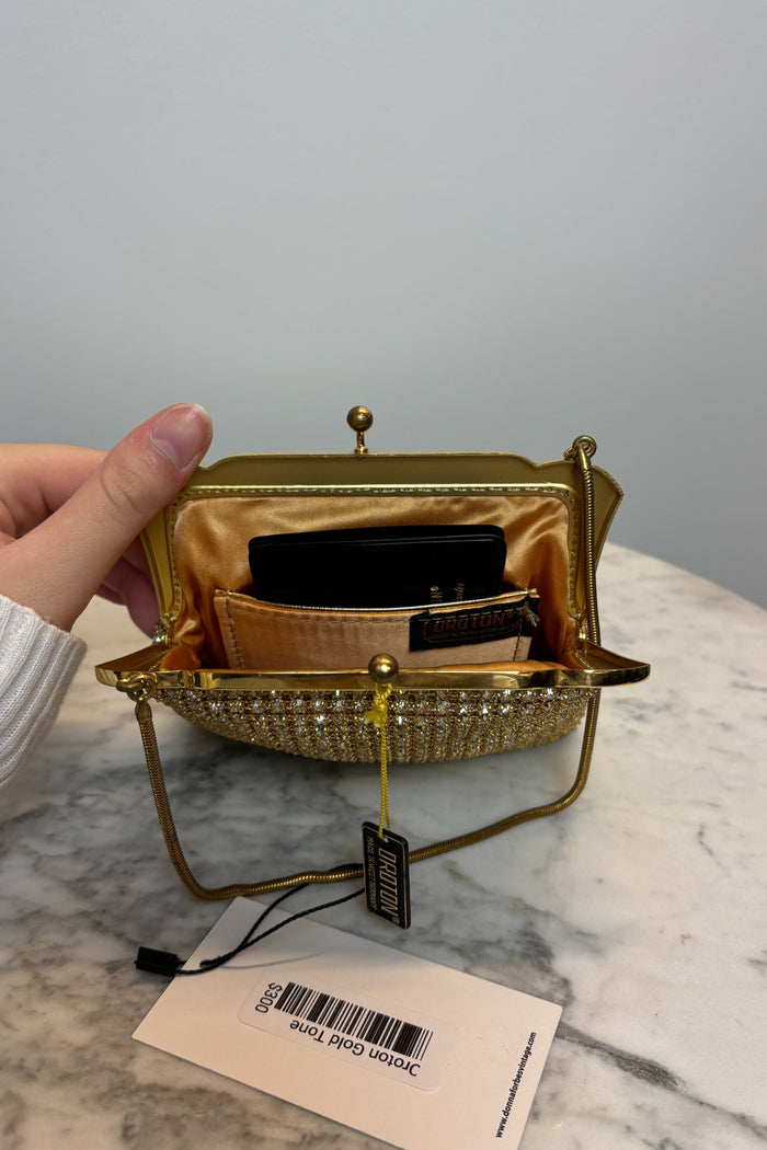 Oroton Gold Tone Crystal Kiss Lock Evening Bag image 2