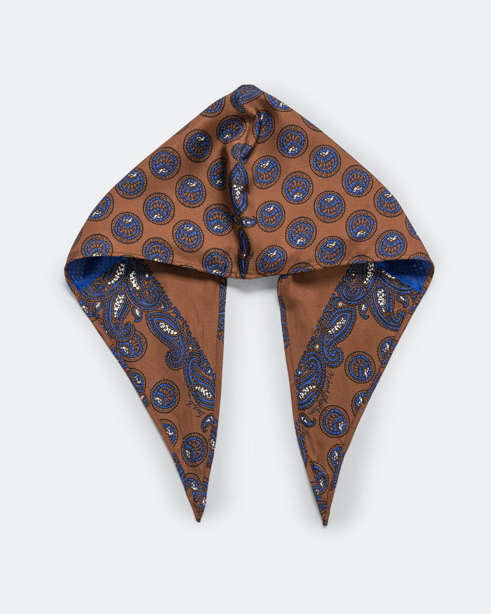 Paisley Silk Hoody Scarf - Brown
