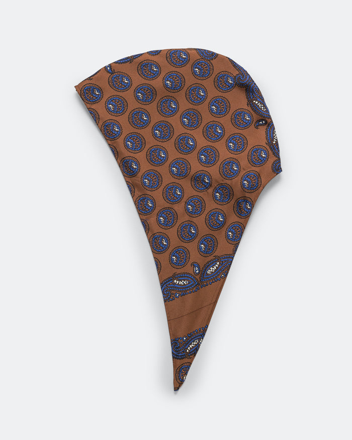 Paisley Silk Hoody Scarf - Brown