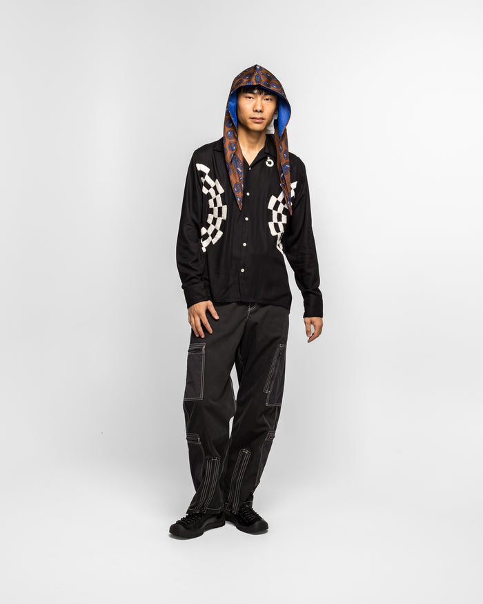 Paisley Silk Hoody Scarf - Brown
