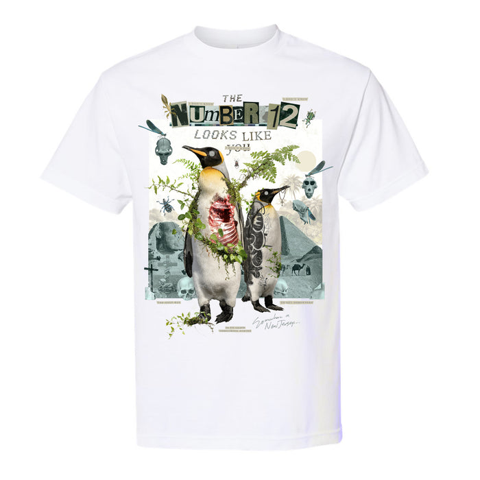 the number 12 looks like you Penguin Collage - White T-Shirt