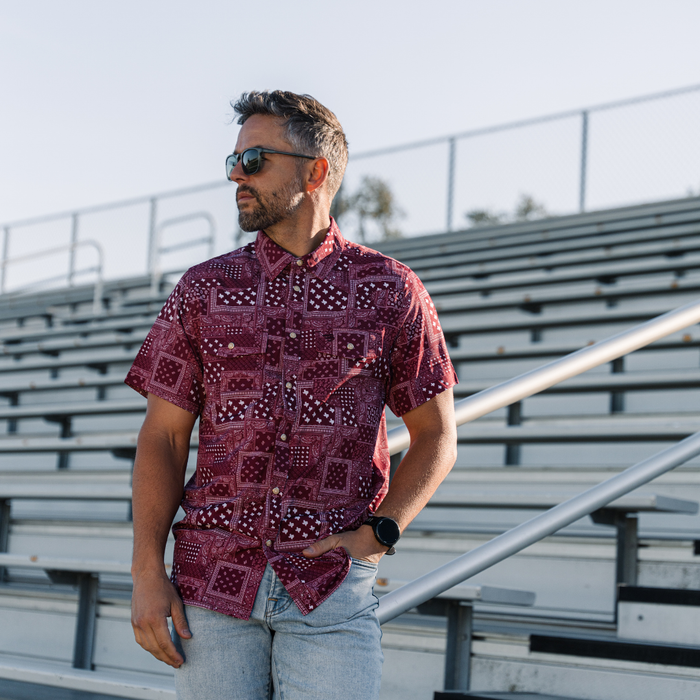 Performance Western Shirt - Texas Paisley - Maroon