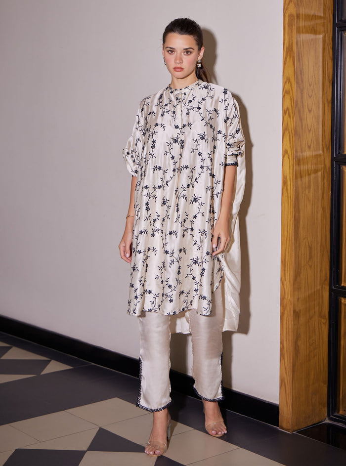 Pheme Luxe Satin Off White Co-ord Set