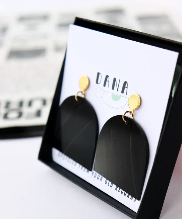 Plain Black Arch Earrings