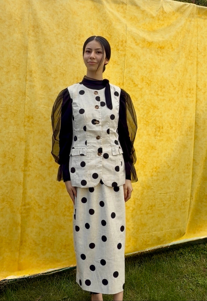 Polka Darling Linen Skirt Set