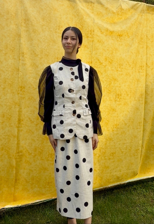 Polka Darling Linen Skirt Set