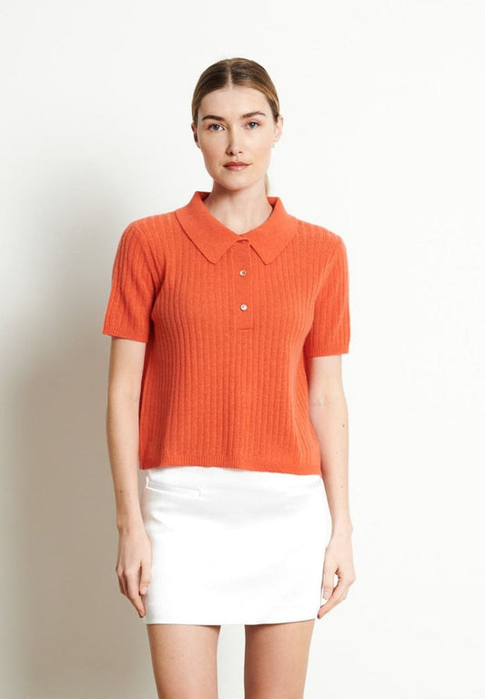RIA 13 Polo croptop en côte traditionnelle en cachemire mandarine