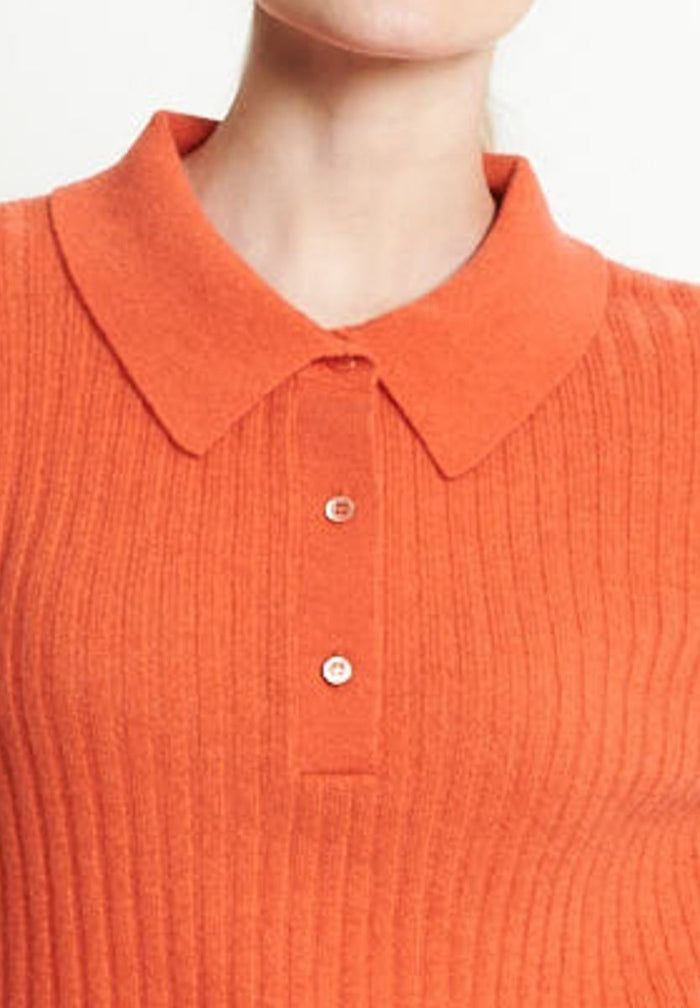 RIA 13 Polo croptop en côte traditionnelle en cachemire mandarine