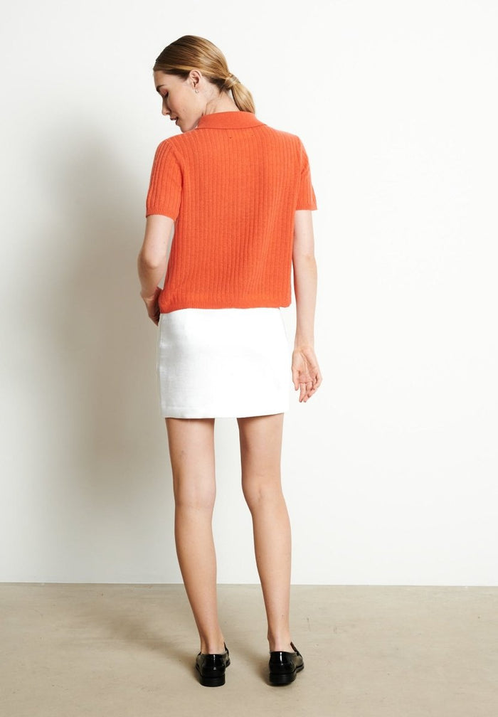 RIA 13 Polo croptop en côte traditionnelle en cachemire mandarine