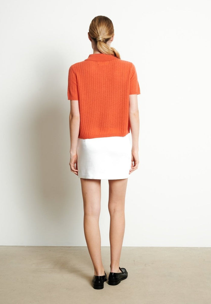 RIA 13 Polo croptop en côte traditionnelle en cachemire mandarine