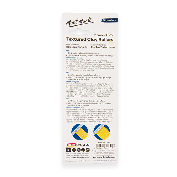Polymer Clay Textured Acrylic Clay Rollers Signature 2pc