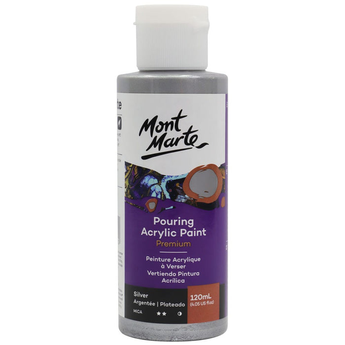 Pouring Acrylic Paint Premium 120ml Bottle - Silver
