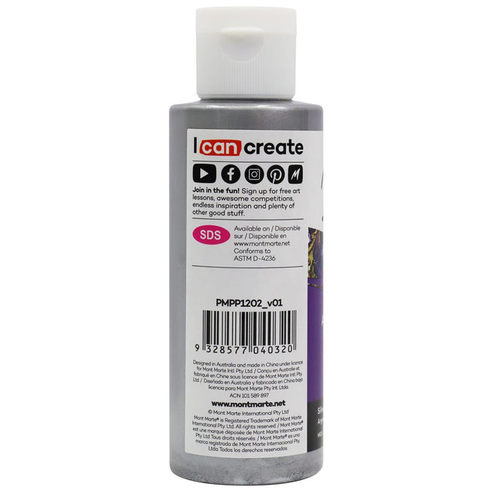 Pouring Acrylic Paint Premium 120ml Bottle - Silver