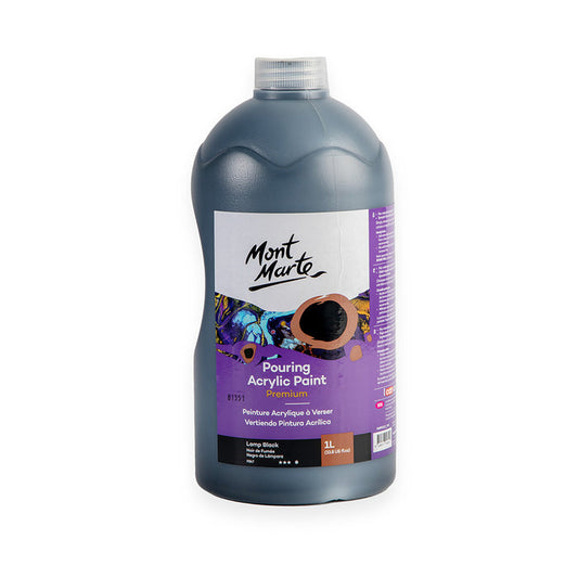 Pouring Acrylic Paint Premium 1L Bottle - Lamp Black