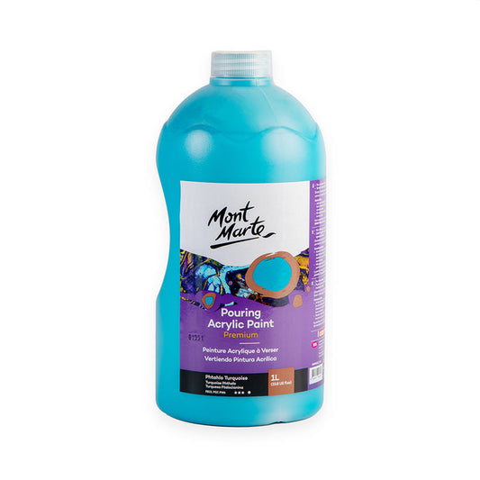 Pouring Acrylic Paint Premium 1L Bottle - Phthalo Turquoise