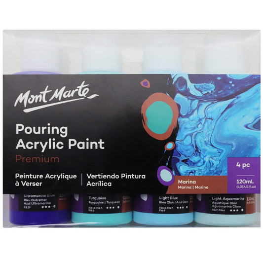 Pouring Acrylic Paint Set Premium 4pc x 120ml - Marina
