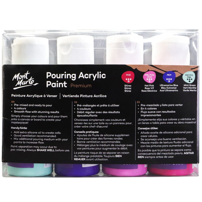 Pouring Acrylic Paint Set Premium 4pc x 60ml -  Aurora