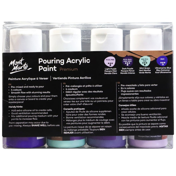 Pouring Acrylic Paint Set Premium 4pc x 60ml - Ethereal