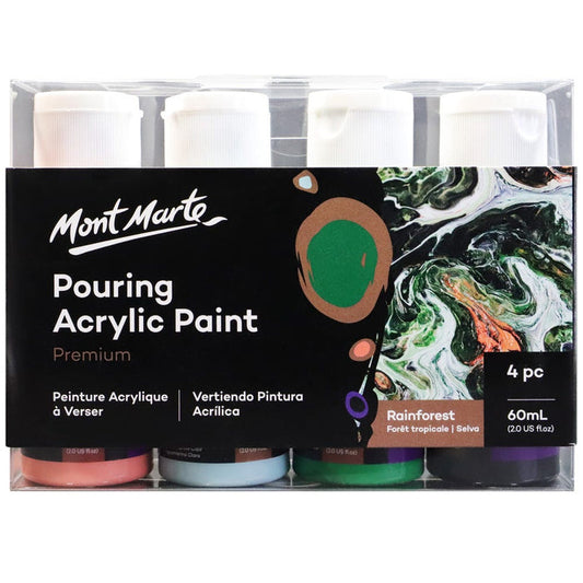 Pouring Acrylic Paint Set Premium 4pc x 60ml - Rainforest
