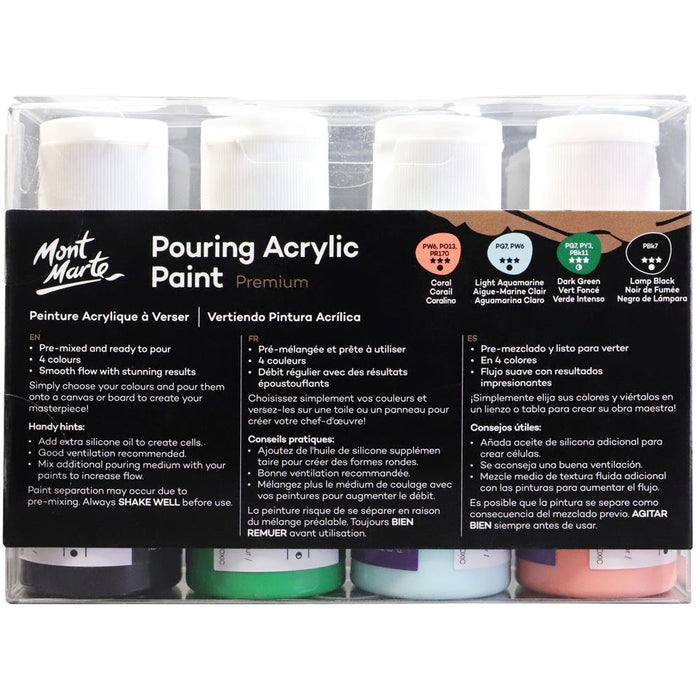 Pouring Acrylic Paint Set Premium 4pc x 60ml - Rainforest