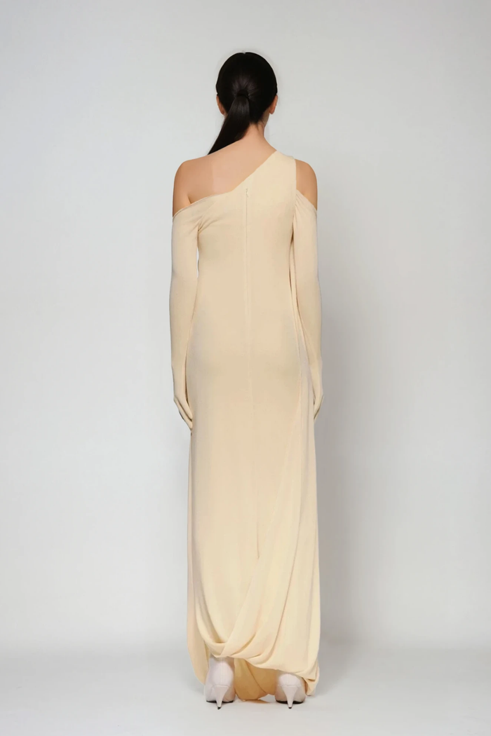 Pryndis One Shoulder Ruch Maxi Dress